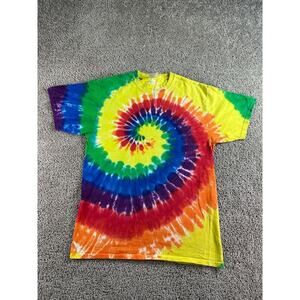 Koloa Surf Company Shirt Mens Large Multicolor Rainbow Spiral Tie Dye Hippie